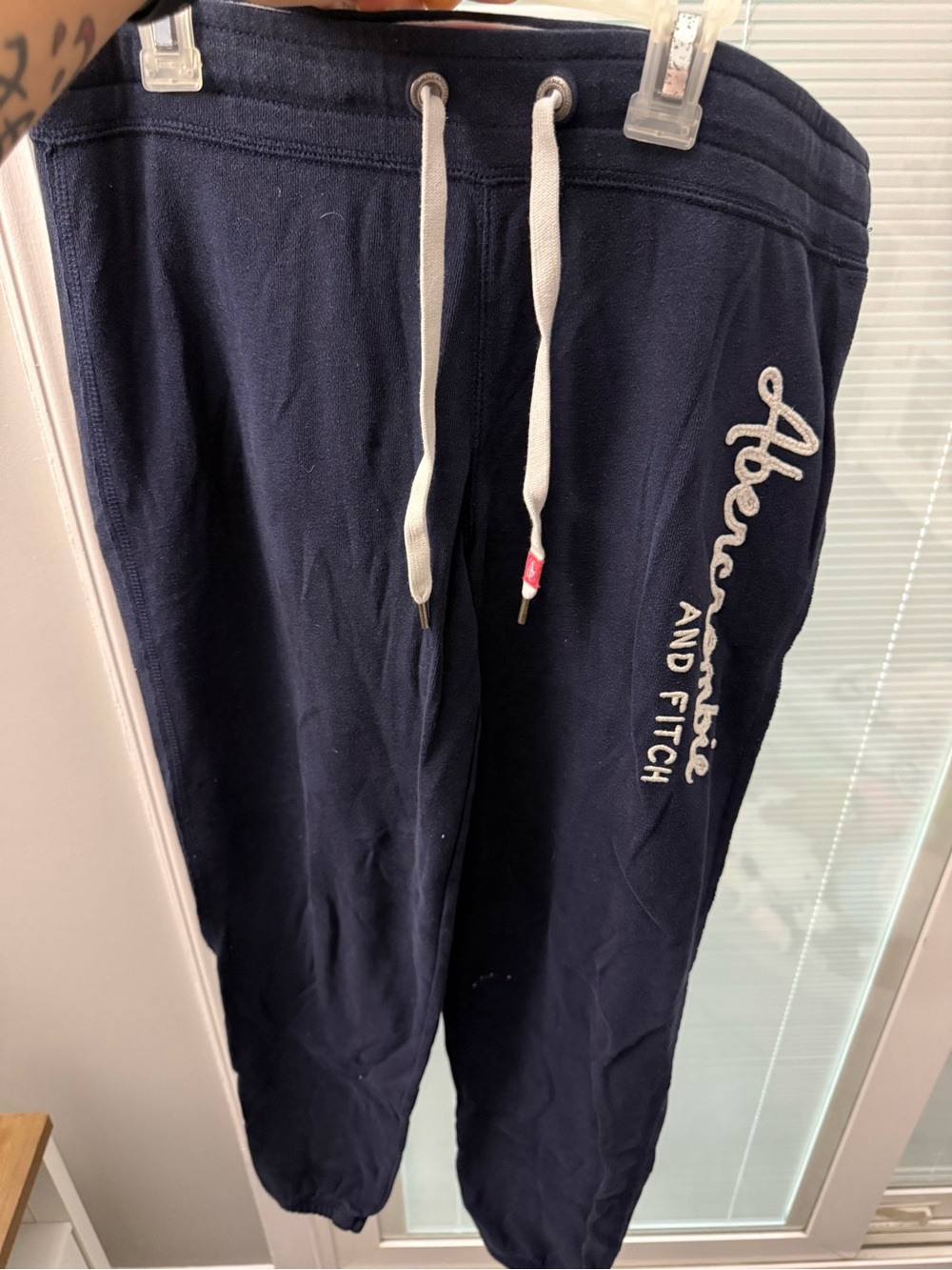 Abercrombie & Fitch Navy Sweatpants with White Drawstring